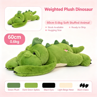 Dinosaure en peluche lesté 60 cm, animal en peluche doux, prêt à être expédié, cadeau pour enfants, décoration intérieure, faible MOQ, directement de l'usine