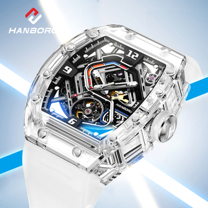 Nouvelle montre <span class=keywords><strong>mécanique</strong></span> automatique pour homme en acrylique avec design transparent et squelette, montre <span class=keywords><strong>mécanique</strong></span> de luxe pour homme avec mouvement apparent - Product Image 1
