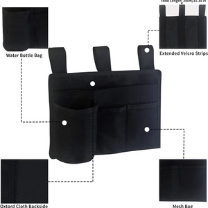 Multi Pocket Hanging <b>Storage</b> Bag <b>Black</b> Wall Mounted Organizer For Bedside Dorm Bunk <b>Bed</b> Use Canvas Material - Product Image 1