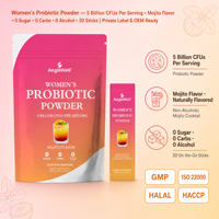 Aeglewell Poudre Probiotique pour Femmes 5 Milliards de UFC Saveur Mojito 30 Sachets Canneberge 0 Sucre 0 Alcool Soutien Santé Intestinale Féminine