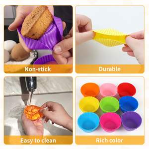 Grosir polikromatik Food Grade silikon bulat cetakan kue Muffin Cup untuk DIY peralatan memanggang kue Pastry - Product Image 5