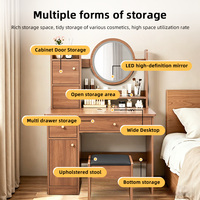 Coiffeuse moderne minimaliste pour chambre à coucher, petite coiffeuse avec armoire de rangement, combinaison coiffeuse et armoire