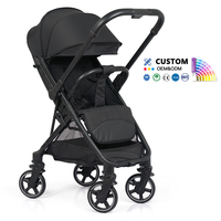Poussette bébé bidirectionnelle réversible, pliage à une touche, roues pivotantes à 360°, amortisseur de chocs, grand rangement