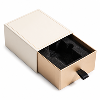 Boîte à parfum personnalisée en or champagne ivoire avec tiroir à ouverture frontale et insert noir pour marques de détail et vente en gros