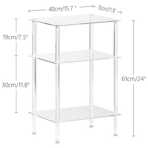 <span class=keywords><strong>Tavolino</strong></span> Laterale Trasparente in Acrilico a 3 Ripiani, Comodino, <span class=keywords><strong>Tavolino</strong></span> da Caffè per Piccoli Spazi, Soggiorno, Camera da Letto, Balcone - Product Image 5