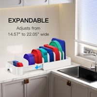 Porte-couvercle en plastique réglable à double niveau Armoires de cuisine sur pied Tiroirs Organisateur de rangement facile pour aliments et outils de nettoyage
