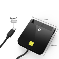 Lector de Tarjetas con Chip Tipo C ZOWEETEK, Lector/Grabador de Tarjetas Inteligentes ISO 7816 EMV CAC ID IC SIM USB C, Lector de Tarjetas de Crédito Móvil OTG para Pagos