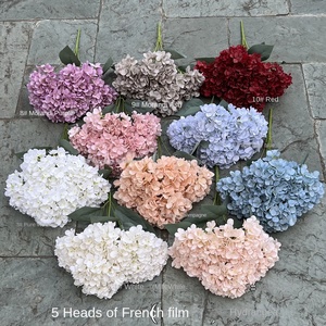 Fiori Artificiali di Ortensia Rossa per Matrimoni, Stile Francese, Decorazione Casa, Vendita all'Ingrosso - Product Image 4