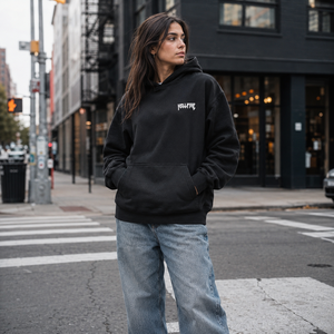 Sweat à capuche personnalisé avec logo imprimé en relief 3D, pour hommes et femmes, coupe ample, en molleton de coton épais, streetwear, OEM, faible MOQ, noir <span class=keywords><strong>Hellfire</strong></span> - Product Image 4