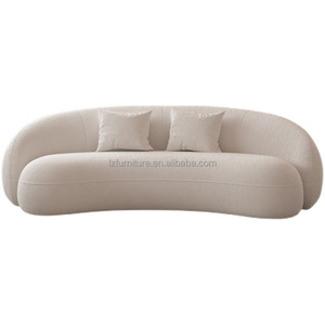 Sofá Curvo Minimalista de Lujo, Tela Bouclé Blanca, Sofá de 3 Plazas en Forma de Arco, Muebles Modernos para Sala de Estar, Sofás para Vestíbulo de Hotel - Product Image 5