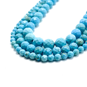Grosir Celup Biru Howlite Turquoise Faset Manik-manik Bulat untuk Pembuatan Perhiasan DIY - Product Image 3