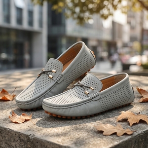 Scarpe Estive da Uomo Traspiranti in Pelle, Mocassini Classici Comodi per la Guida, Scarpe in Pelle all'Ingrosso - Product Image 1