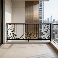 Rampe d'escalier en fer, garde-corps en bois massif, auto-décoratif, simple et moderne, pour intérieur, balcon, baie vitrée, grenier, clôture, fixation au sol