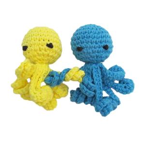 Squeaky Octopus Tiny Dog Toy Wool Cord Cotton Handmade Cute Color Full Doll <b>Pet</b> Gift - Product Image 1
