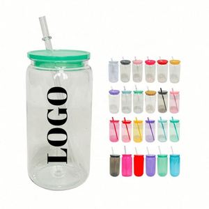 Nouveauté 2026 – Gobelets personnalisés en plastique de 16 oz, style Mason Jar, pour bière, avec pailles, diverses couleurs disponibles en stock, sans BPA - Product Image 1