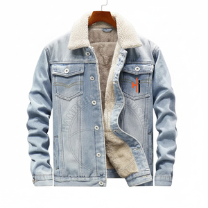 Chaqueta vaquera de manga larga azul medio Chaqueta vaquera personalizada Chaquetas vaqueras para mujer - Product Image 1