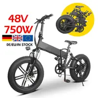 MK011 48V 750W 20 Inch 15 Mph Us Eu Magazijn Full Suspension Opvouwbare Fat Tire E Bike Ebike fatbike Elektrische Fiets
