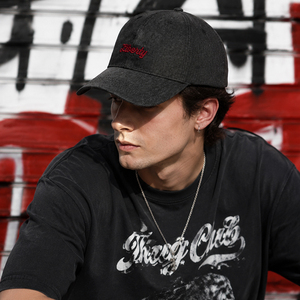 Custom Unisex Vintage Washed 100% Cotton Adjustable Classic <b>Black</b> Gray Baseball Cap Sports Caps Dat Hat with 3D Embroidered Logo - Product Image 4