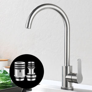 304 Ball Bear Stainless Steel Hot and Cold <b>Brushed</b> Nickel-colored Factory Wholesale Single-hole Kitchen Faucets - Product Image 3
