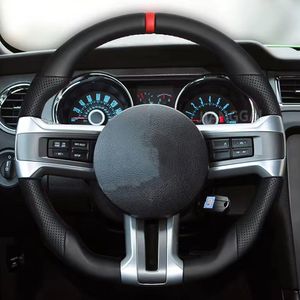 Volant de voiture en cuir et fibre de carbone compatible avec Mustang 2010-2014 V6/EcoBoost/<span class=keywords><strong>GT</strong></span>/Shelby, volant en fibre de carbone <span class=keywords><strong>hydro</strong></span> - Product Image 2