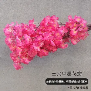 H- 234Wedding Table Centerpieces Pink Artificial Promotional Branch Small 3 Branches Peach Cherry Blossom Flower