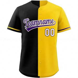 Maillot de baseball personnalisé à la mode, nom de l'équipe d'impression sublimée, Streetwear à col en V doux en maille pour <span class=keywords><strong>homme</strong></span>/femme/enfant de n'importe quelle couleur - Product Image 1