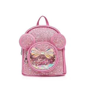 Yeni sevimli karikatür baskı Glitter Bling pullu çocuklar sırt çantası çocuk okul çantaları küçük kızlar için
