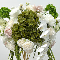 Centro de Mesa Colgante de Flores de Hortensia y Rosa de Seda Verde Oliva Blanca de Lujo Personalizado GNW para Decoración de Mesa de Boda