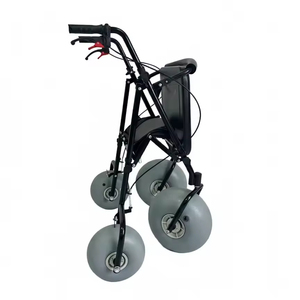 Rollatore manuale da viaggio per esterni pieghevole <span class=keywords><strong>con</strong></span> <span class=keywords><strong>freno</strong></span> <span class=keywords><strong>a</strong></span> <span class=keywords><strong>mano</strong></span> sedia <span class=keywords><strong>a</strong></span> rotelle da spiaggia spingere facilmente <span class=keywords><strong>deambulatore</strong></span> e Rollator durevoli - Product Image 4