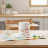 Bouteille d'eau isotherme pour enfant en acier inoxydable à double paroi 304, récipient de stockage isotherme pour le déjeuner, pots à nourriture sous vide avec cuillère