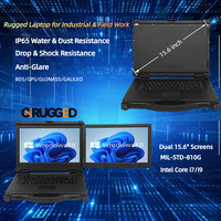 Fabrieksgecustomizeerde 15,6 inch volledig robuuste laptop met dubbele schermen, IP65, draagbare werkstation, 4-core 8-thread processor