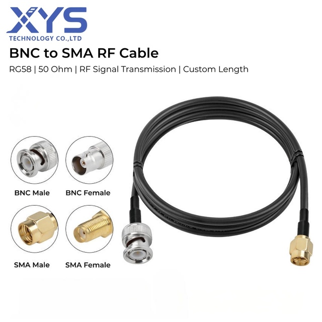 Custom Cable BNC Male to SMA-Type Male RG58 RF Coaxial Cable Assembly BNC to SMA-Type Extension Cable