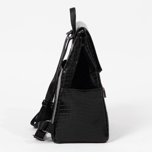 Logo personnalisé Croc <span class=keywords><strong>noir</strong></span> cuir classique maman voyage maternité sacs bébé couche sac à couches grande capacité sac à dos pour les femmes - Product Image 4