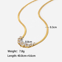 Kalung Batu Alam Rantai Ular Berlapis Emas 18K, Kalung Ular Zirkonia Bentuk Persegi Bahan Baja Tahan Karat untuk Hadiah