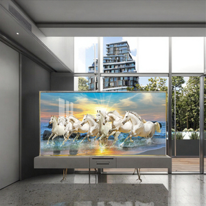 <span class=keywords><strong>Art</strong></span> mural moderne de <span class=keywords><strong>7</strong></span> chevaux en cours d'exécution 48 pouces X 24 pouces cadre en verre décoratif cristal porcelaine peinture numérique réimpression article cadeau - Product Image 3