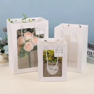 Borsa regalo di carta bianca trasparente per finestre alla moda con manici per compleanno, matrimonio, festa, anniversario - Product Image 3