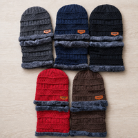Bonnet tricoté d'hiver tendance unisexe avec cache-oreilles, bonnet de ski doublé fausse fourrure, cache-cou chaud, couvre-chef, vente en gros, logo personnalisé