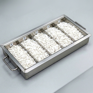 ถาดสแตนเลสธรรมชาติ 5 ช่อง บรรจุเศษไม้สีขาว หมายเลข 1 ถึง 5 - Product Image 1