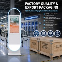 Borne de Recharge Commerciale pour Véhicules Électriques 22-44 kW Double Connecteur AC avec Grand Écran 32 Pouces, Wi-Fi, Bluetooth, OCPP 1.6