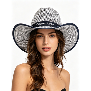 Wholesale Custom Logo Cowboy Straw <b>Hat</b> - Breathable Woven <b>Western</b> Sun <b>Hat</b> with Ribbon - Product Image 6