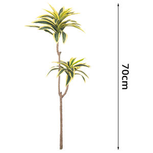 Plantes vertes artificielles, <span class=keywords><strong>Bambou</strong></span> de la Chance à 2 têtes, Lys à bordure dorée, Décoration pour la maison, le salon, la table à manger, 70 cm, Feuilles collées - Product Image 3