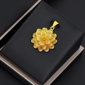 Pendentif en laiton plaqué or 24 carats pour femmes JXX, style hip-hop, design floral, bijoux pour enfants - Product Image 2