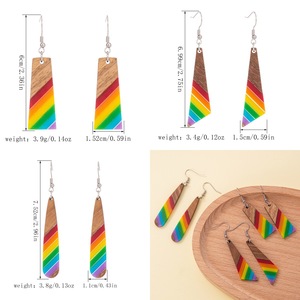 12 styles nouveau rétro personnalisé en bois épissage résine géométrique boucles d'oreilles arc-en-ciel <span class=keywords><strong>lesbienne</strong></span> Gay LGBT fierté thème boucles d'oreilles - Product Image 6