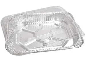 热销批发户外野餐外卖包装环保食品级铝箔容器饭盒