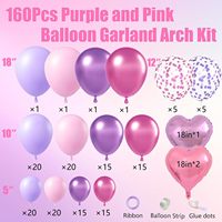 Kit d'arche de guirlande de ballons rose et violet en gros avec ballon cœur en aluminium pour la décoration de mariage, anniversaire, enterrement de vie de jeune fille et fête prénatale