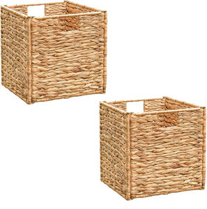 Cestas de almacenamiento de jacinto de agua ecológicas, <span class=keywords><strong>Cubo</strong></span> de almacenamiento de mimbre para estantes, caja tejida cuadrada para sala de estar - Product Image 1