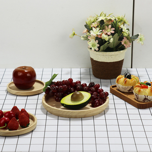 BSCI FACTORY Bowls Set Serving Rubber <strong>Wood</strong> Cherry Material Dinner Fruit Tray Dinner Wooden <strong>Plate</strong> for Food - Product Image 5