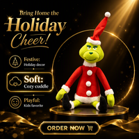 Peluche Monstre de Noël Vert Personnalisée 36CM, Jouet en Peluche Doux OEM pour la Saison des Fêtes, Fourniture en Gros de Cadeaux