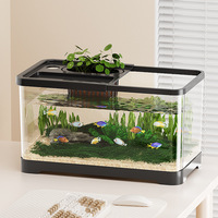 Aquarium écologique rectangulaire décoratif pour salon et bureau, avec cylindre de mélange, haute transparence, pour la maison et le bureau