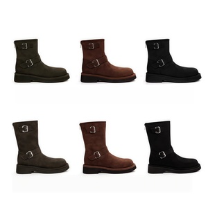 Nouvelles Bottes Courtes Montantes Rétro pour Motardes, Style Automne/Hiver, à Semelle Épaisse et Bout Rond, avec Ceinture – Vente en Gros pour Femmes - Product Image 5